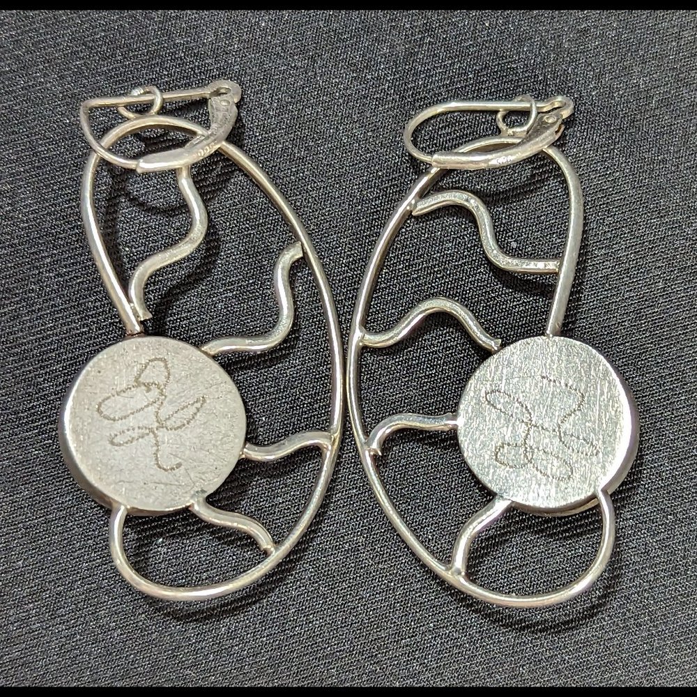 WOW Art Deco SKY BLUE Sterling Silver SWAROVSKI Rivoli Bezel Leverback Earrings - Picture 3 of 3